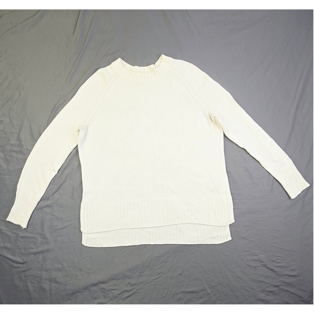 Old Navy Women's Medium Crew Neck Pullover Sweater Cream Ivory Raglan Z31